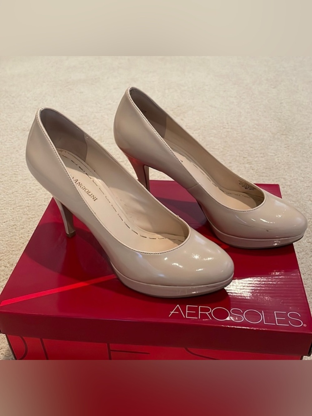 Enzo Angiolini Patent Nude Pointed-Toe Pumps